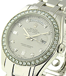 Masterpiece  Day Date in Platinum with Diamond Bezel on Platinum Bracelet  with Silver Diamond Dial