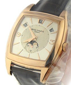 5135R Calendario Annual Calendar in Rose Gold on Brown Alligator Leather Strap with Silver Dial