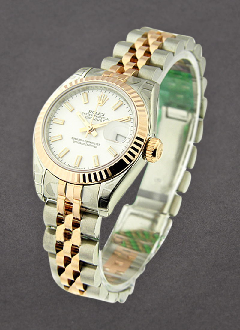 Rolex Unworn Ladies 26mm Datejust in Steel with Rose Gold Fluted Bezel