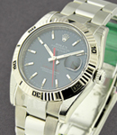 Datejust 36mm in Steel with White Gold Turn-O-graph Bezel on Oyster Bracelet with Blue Stick Dial