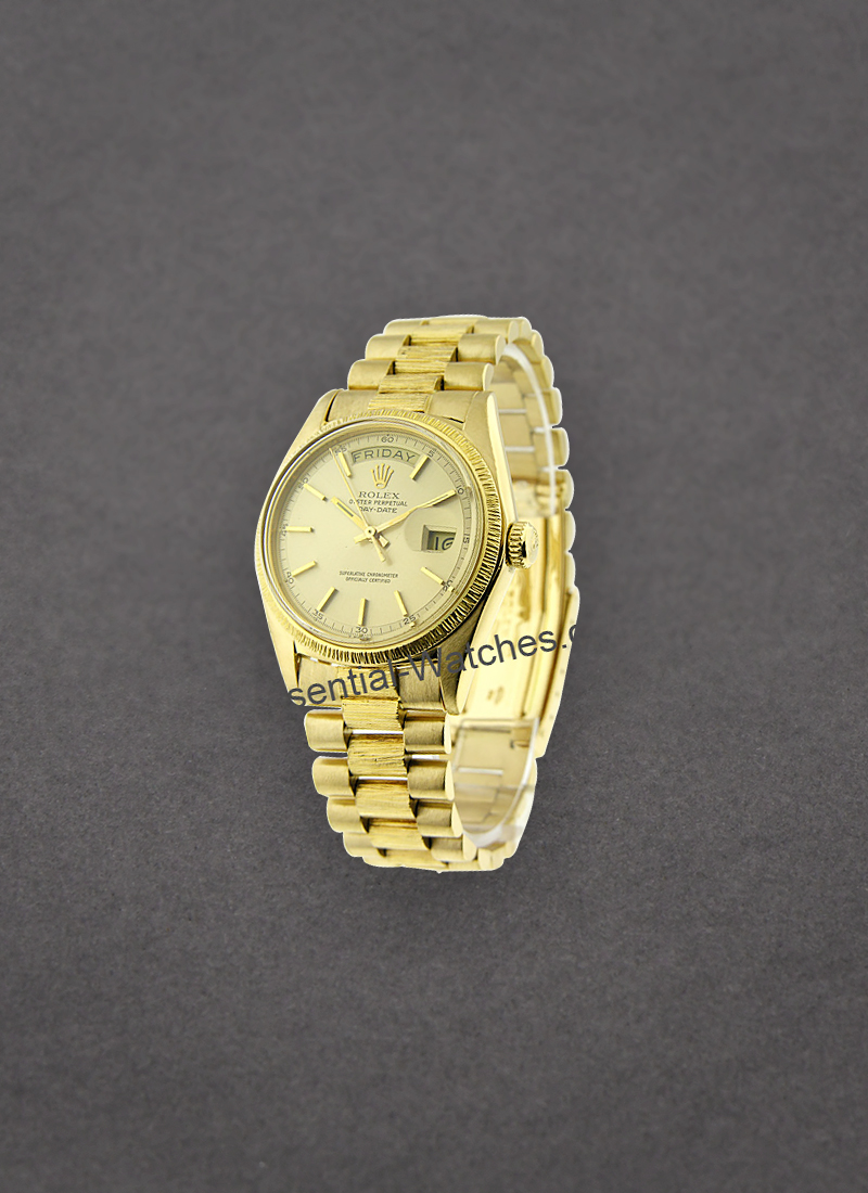 Pre-Owned Rolex Bark Finish Mens President 36mm in Yellow Gold-circa 1960s