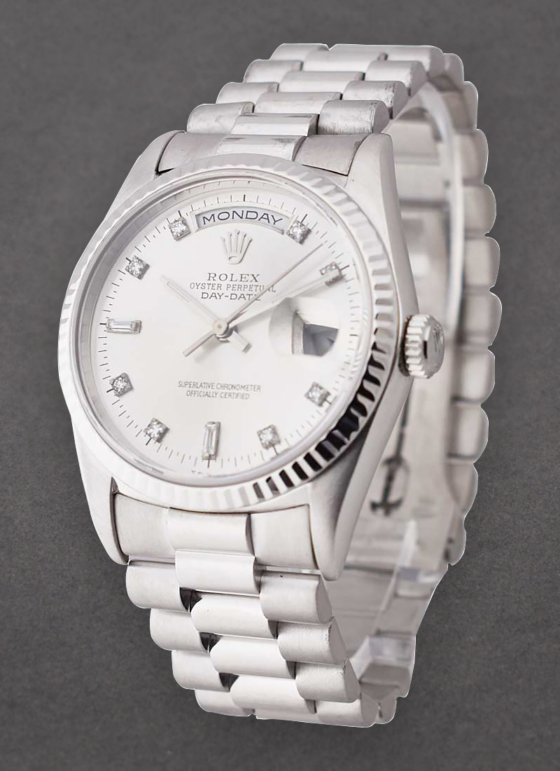 Pre-Owned Rolex President 36mm in White Gold Fluted Bezel