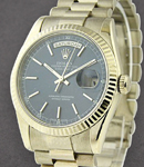 President in White Gold with Fluted Bezel -circa 2001 on White Gold Bracelet with Blue Stick Dial