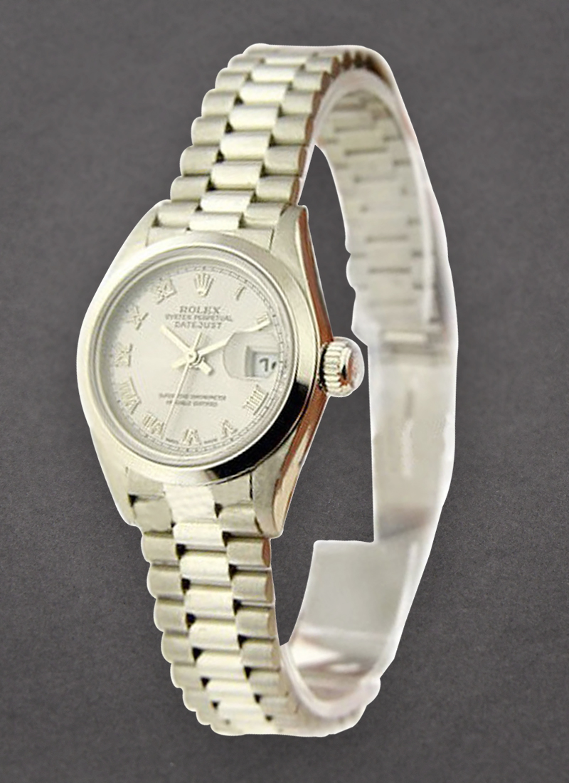 Pre-Owned Rolex Ladies President in Platinum with Smooth Bezel