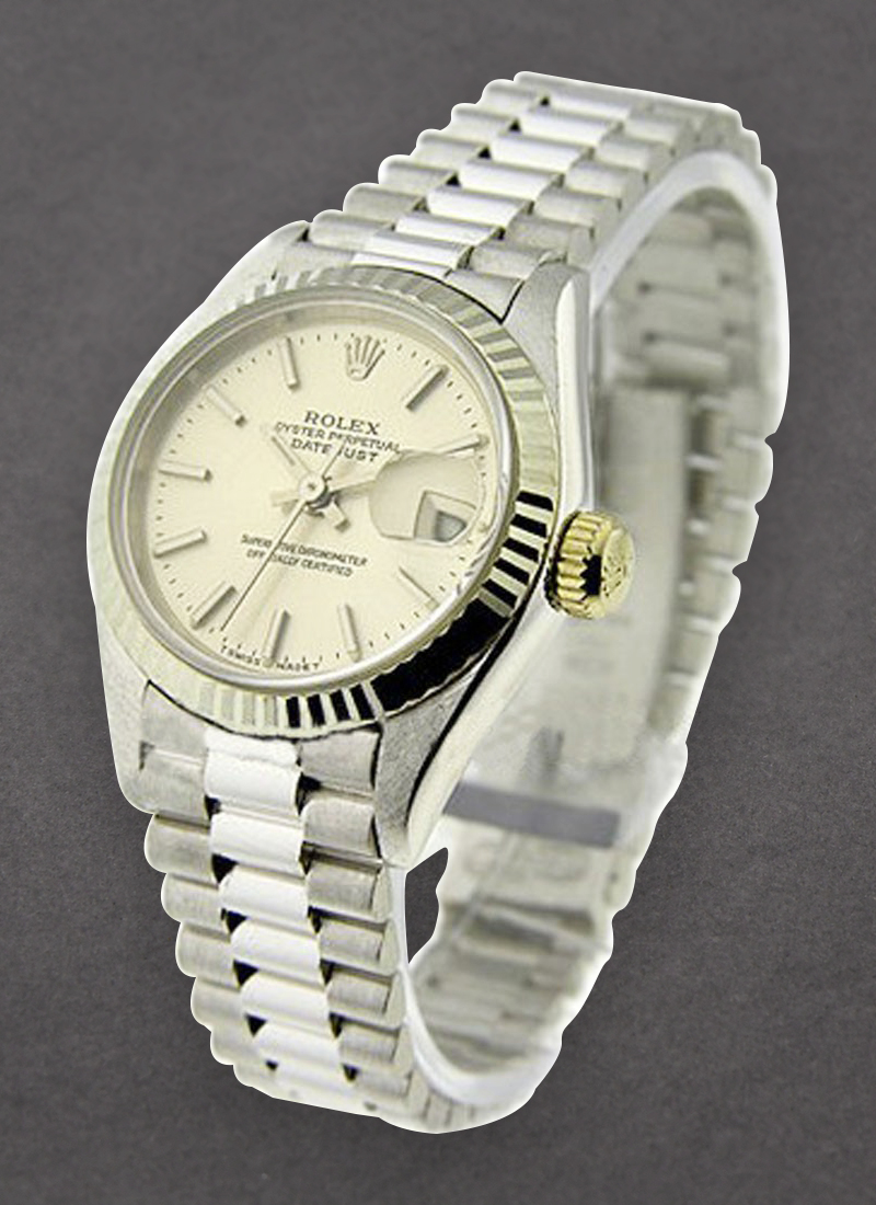 Pre-Owned Rolex Ladies President in White Gold with Fluted Bezel