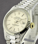 Ladies President in White Gold with Fluted Bezel on White Gold President Bracelet with Silver Stick Dial