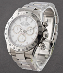 Daytona 40mm in Steel with Engraved Bezel on Oyster Bracelet with White Dial