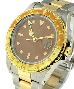 GMT Master II in Steel with Yellow Gold Bezel on Oyster Bracelet with Brown Dial