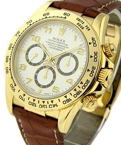 Daytona 40mm Zenith Movement with Yellow Gold on Strap with White Arabic Dial