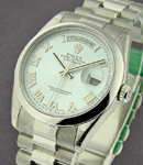 Men's Day-Date Platinum President with Domed Bezel On President Bracelet with Glacier Blue Roman Dial