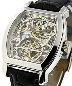 Malte Skeleton Tourbillon in Platinum  on Black Leather Strap with Skeleton Dial 