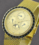 1970s Perpetual Calendar - Sapphire Diamond Bezel 100% original - Yellow Gold on Bracelet