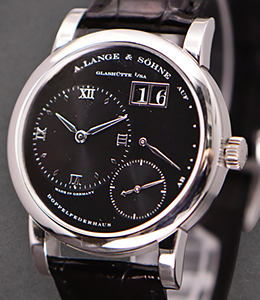Lange 1 Manual in Platinum On Black Alligator Strap with Black Dial