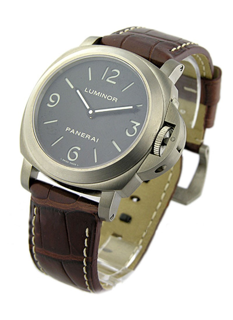 PAM 176 Luminor Marina Historic in Titanium on Brown Alligator Leather Strap with Black Dial PAM 00176