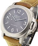 PAM 118 - Marina 44mm in Titanium on Brown Calfskin Leather Strap with Brown Dial