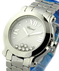 Happy Sport Round 36mm in Steel Steel on Bracelet with White Dial