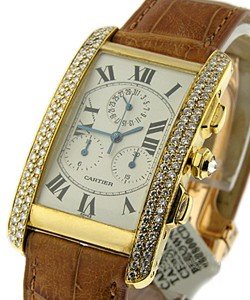 Tank Americain Chronoflex 18K Yellow Gold on Strap After Market Diamonds added to case
