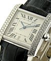 Tank Francaise - Large White Gold with Diamond Case on Strap