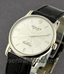 Cellini Classic in White Gold on Strap with Silver Roman and Stick Dial