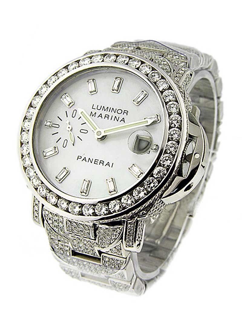 Panerai PAM 50 - Marina with over 23cts of diamonds in Steel with Diamond Bezel