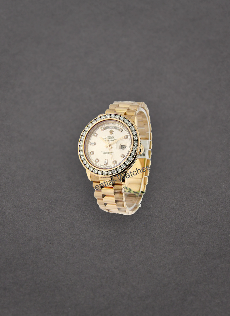 Pre-Owned Rolex Presidential in Rose Gold with Custom Diamond Bezel