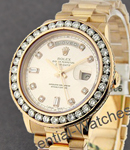 Presidential in Rose Gold with Custom Diamond Bezel on Rose Gold President Bracelet Rose Diamond Dial