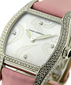 Lady's Steel Richeville in Steel  with Diamond Bezel on Pink Fabric Strap with MOP Diamond Dial