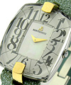 Doppia 2-Tone in Steel with Yellow Gold Lugs On Green Leather Strap with White Arabic Dial