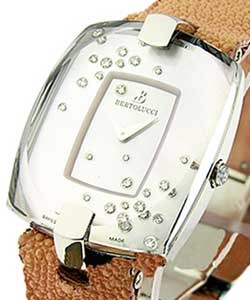 Doppia in Stainless Steel on Pink Rose Eel Skin Strap with MOP Diamond Dial