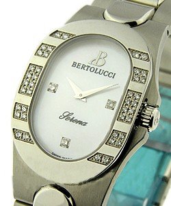Serena in Steel with Partial Diamond Bezel on Steel Bracelet with MOP Diamond Dial