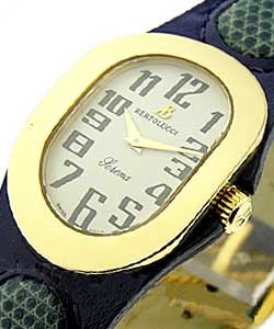 Serena in Yellow Gold  on Blue Strap with White Arabic Dial 