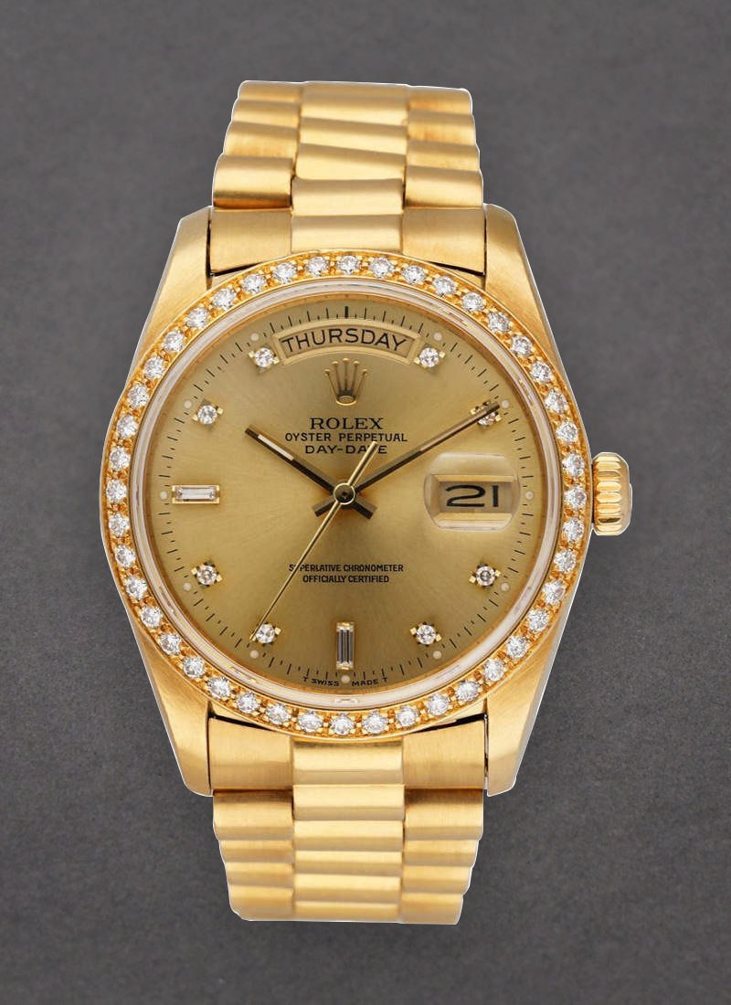 Pre-Owned Rolex Day Date - President - Double Quick - Yellow Gold - Factory Diamond Bezel