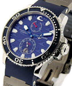 Blue Surf Maxi Marine Diver Chronometer in Steel on Blue Rubber Strap with Blue Surf Dial