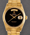 President - 36mm - Yellow Gold - Fluted Bezel on President Bracelet with Onyx Black Dial