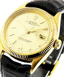 Vintage Datejust 36mm in Yellow Gold-Circa 1959  on Black Crocodile Leather Strap with Champagne Dial
