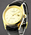 Vintage Datejust 36mm in Yellow Gold-Circa 1959  on Black Crocodile Leather Strap with Champagne Dial