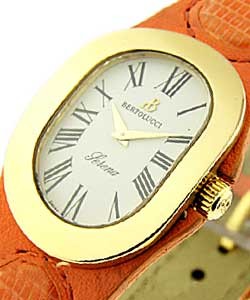 Serena in Yellow Gold  on Orange Strap with White Roman Dial