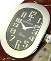 Serena in Steel on Brown Leather Strap with Black Dial