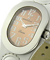 Serena in Steel on White Leather Strap with Salmon Dial