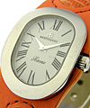 Serena in Steel on Orange Leather Strap with White Dial