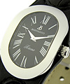 Serena in Steel on Black Leather Strap with Black Dial