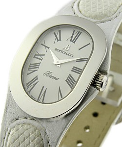 Serena in Steel on White Leather Strap with White Dial