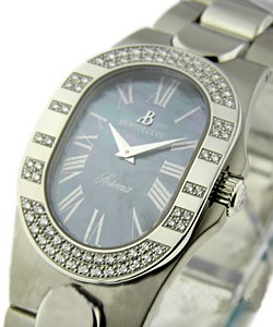 Serena SS in Steel with Partial Diamond Bezel on Steel Bracelet with Black MOP  Diamond Dial
