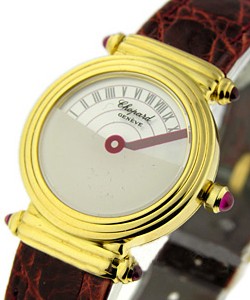 Lady's Mysteree Retrograde in Yellow Gold on Brown Leather Strap With White Dial