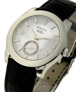 Men's Cellini 35mm in Platinum on Strap with White MOP Dial