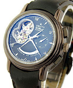 El Primero Chronomaster T Open Power Reserve in PVD Steel on Brown Calfskin Leather Strap with Blue Dial