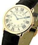 Ronde Louis Cartier - Large Size in Rose Gold on Black Crocodile Leather Strap with Silver Dial
