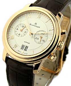Villeret Big Date Chronograph 38mm Automatic in Rose Gold on Crocodile Leather Strap with Silver Dial