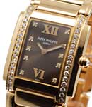 Twenty-4 in Rose Gold with Diamond Bezel on Rose Gold Bracelet with Chocolate Dial