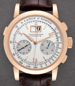 Datograph Flyback Chronograph in Rose Gold on Brown Alligator Leather Strap with Silver Dial